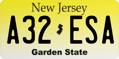 NJ license plate A32ESA