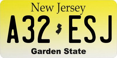 NJ license plate A32ESJ