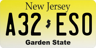 NJ license plate A32ESO