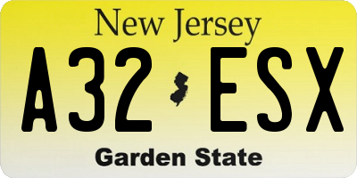 NJ license plate A32ESX