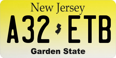NJ license plate A32ETB