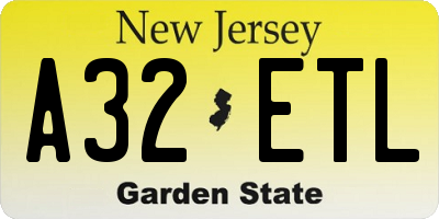 NJ license plate A32ETL