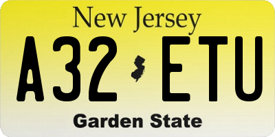 NJ license plate A32ETU