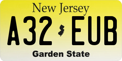 NJ license plate A32EUB