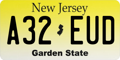 NJ license plate A32EUD