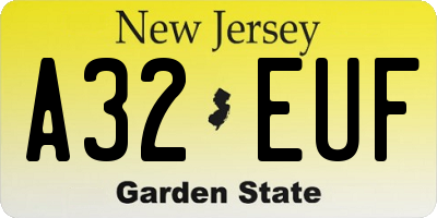 NJ license plate A32EUF