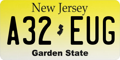 NJ license plate A32EUG