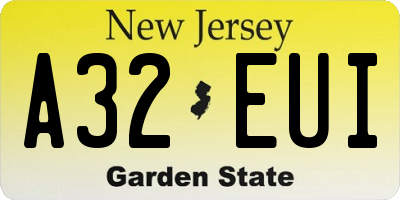 NJ license plate A32EUI