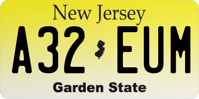NJ license plate A32EUM