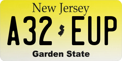 NJ license plate A32EUP