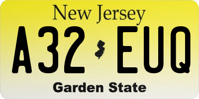 NJ license plate A32EUQ