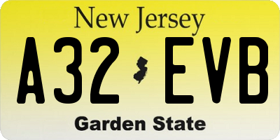 NJ license plate A32EVB