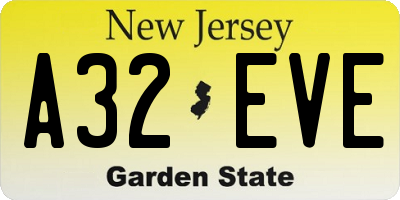 NJ license plate A32EVE
