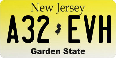 NJ license plate A32EVH