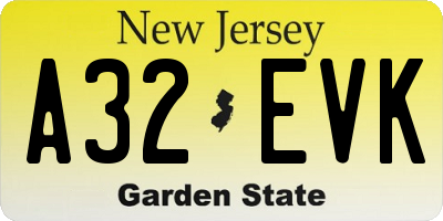 NJ license plate A32EVK