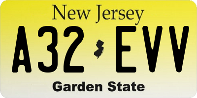 NJ license plate A32EVV