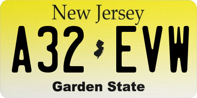 NJ license plate A32EVW