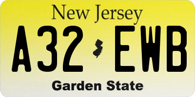NJ license plate A32EWB