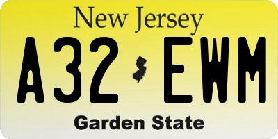 NJ license plate A32EWM
