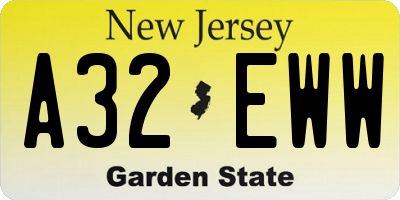 NJ license plate A32EWW