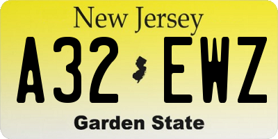 NJ license plate A32EWZ
