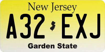 NJ license plate A32EXJ