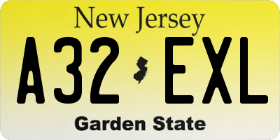 NJ license plate A32EXL