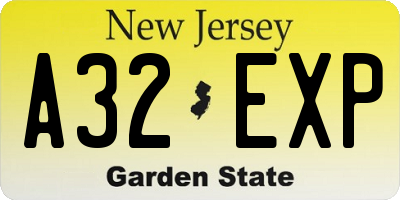 NJ license plate A32EXP