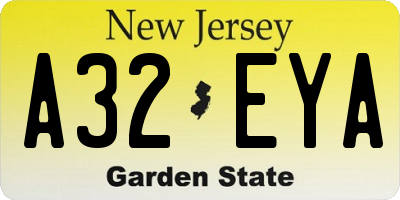 NJ license plate A32EYA