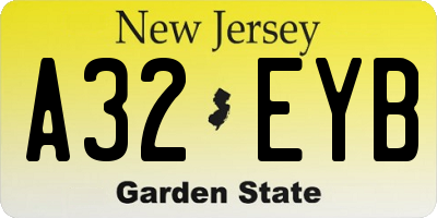 NJ license plate A32EYB
