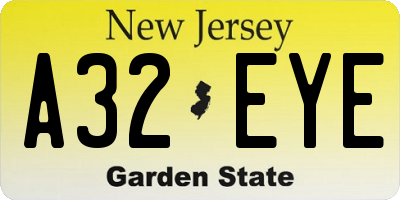 NJ license plate A32EYE