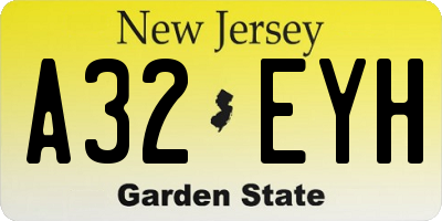 NJ license plate A32EYH