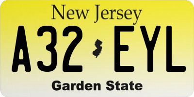 NJ license plate A32EYL
