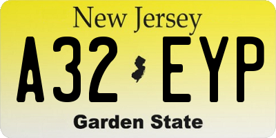 NJ license plate A32EYP