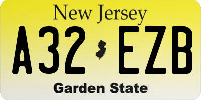 NJ license plate A32EZB