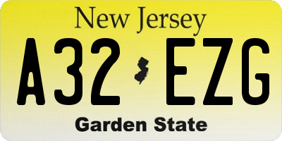 NJ license plate A32EZG