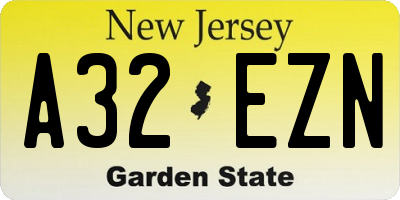 NJ license plate A32EZN