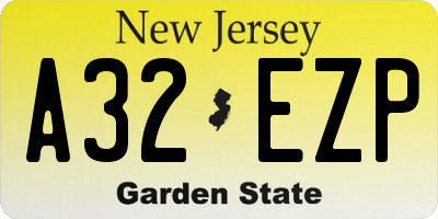 NJ license plate A32EZP