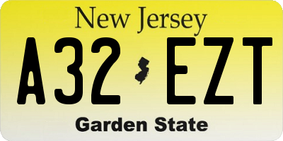 NJ license plate A32EZT