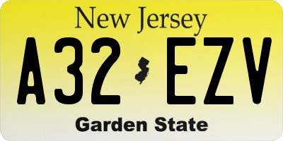 NJ license plate A32EZV