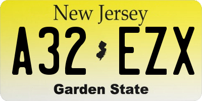 NJ license plate A32EZX