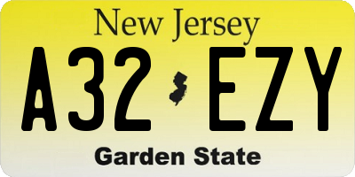 NJ license plate A32EZY