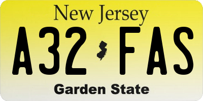 NJ license plate A32FAS