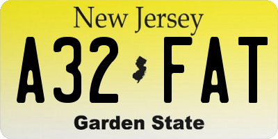 NJ license plate A32FAT