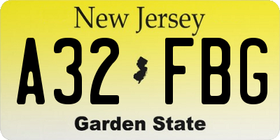 NJ license plate A32FBG