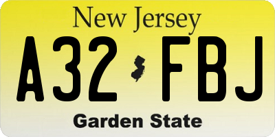 NJ license plate A32FBJ