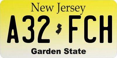 NJ license plate A32FCH