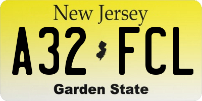 NJ license plate A32FCL