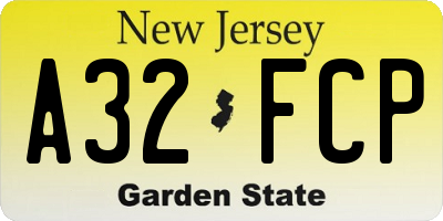 NJ license plate A32FCP
