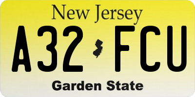 NJ license plate A32FCU